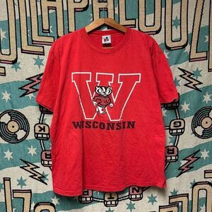 Vintage 90's Wisconsin Badgers Embroidered Single‎ Stich Shirt